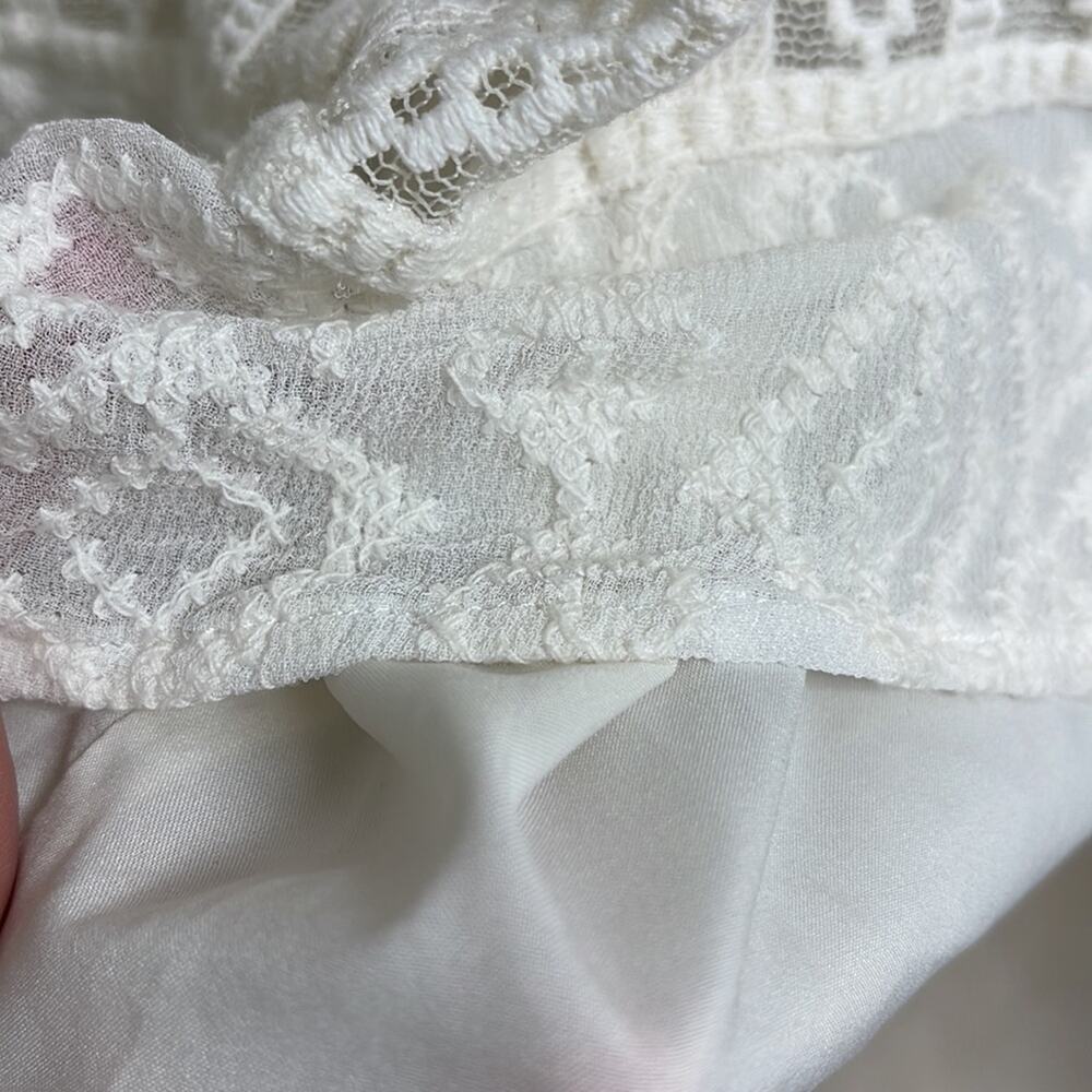A20). Nanette Lepore Lace Split-Neck Swing Tunic Long Sleeve White Cream size 2 - Picture 10 of 13